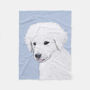 Kuvasz Painting - Cute Original Dog Art Fleece Blanket
