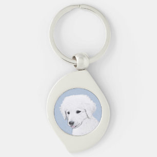 Kuvasz Painting - Cute Original Dog Art Key Ring