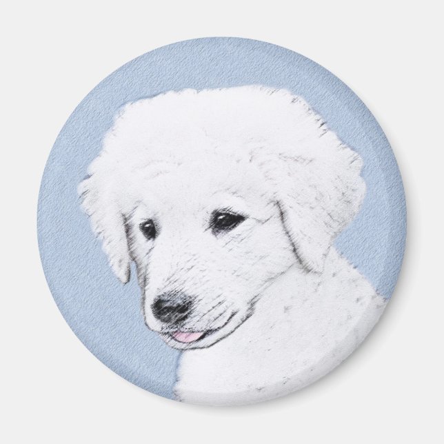 Kuvasz Painting - Cute Original Dog Art Magnet (Front)