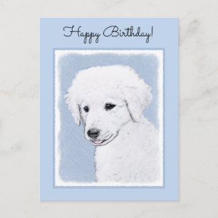 Kuvasz Painting - Cute Original Dog Art Postcard