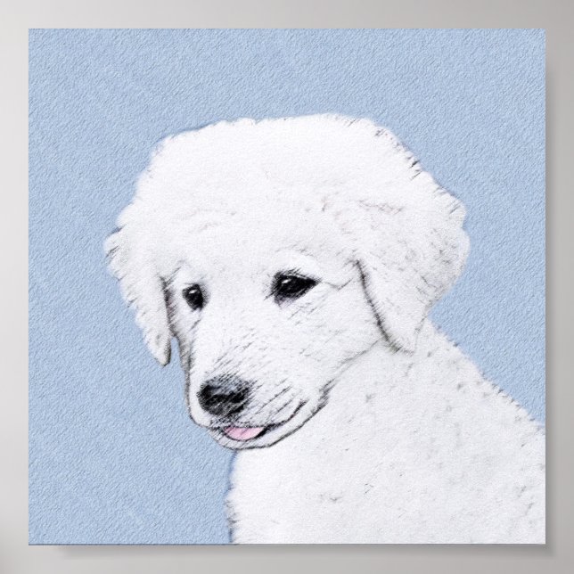 Kuvasz Painting - Cute Original Dog Art Poster (Front)