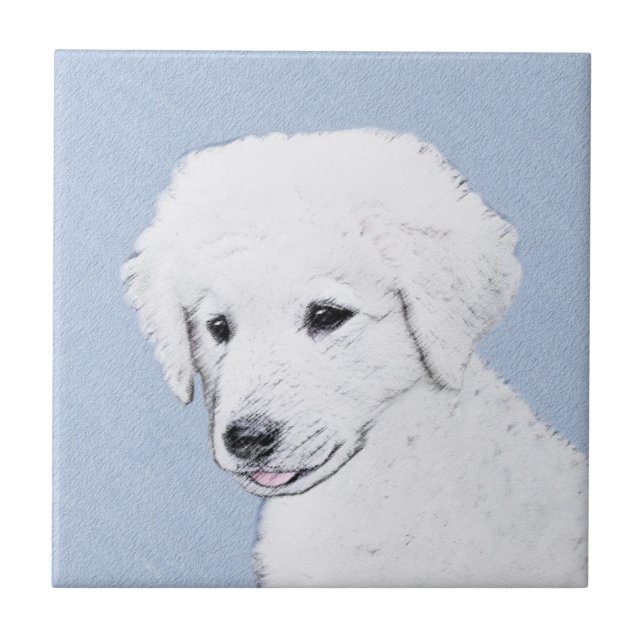 Kuvasz Painting - Cute Original Dog Art Tile (Front)