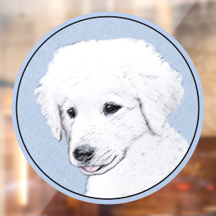 Kuvasz Painting - Cute Original Dog Art Window Cling