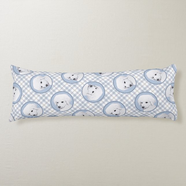 Kuvasz Painting Hungarian Cute Original Dog Art Body Cushion (Front)