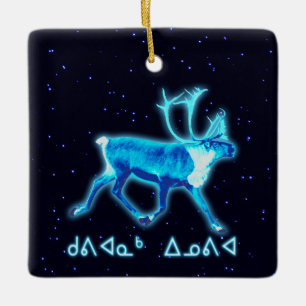 Kuvianak Innovia - Blue Caribou (Reindeer) Ceramic Tree Decoration