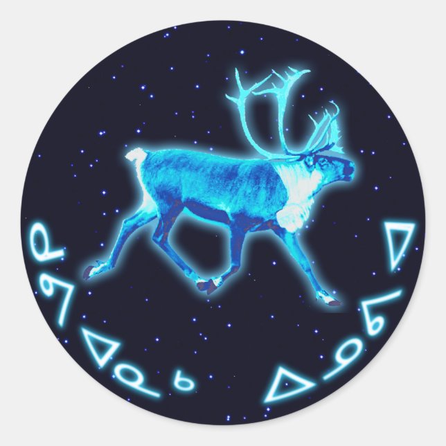Kuvianak Innovia - Blue Caribou (Reindeer) Classic Round Sticker (Front)