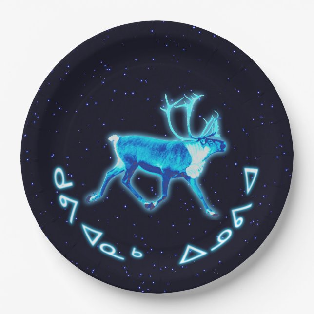 Kuvianak Innovia - Blue Caribou (Reindeer) Paper Plate (Front)
