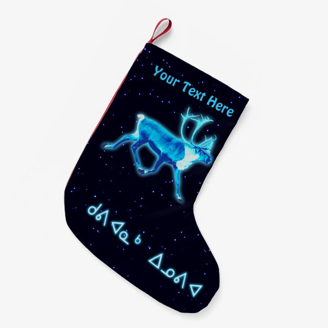 Kuvianak Innovia - Blue Caribou (Reindeer) Small Christmas Stocking (Front (Hanging))