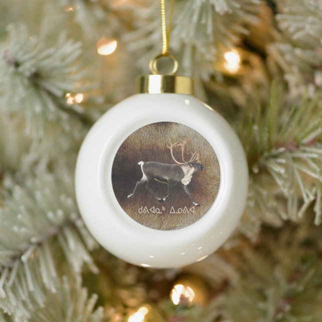 Kuvianak Innovia - Bull Caribou (Reindeer) Ceramic Ball Christmas Ornament (Tree)