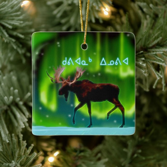 Kuvianak Innovia - Northern Lights Moose Ceramic Ornament (Tree)