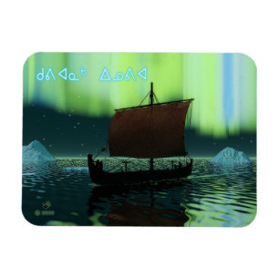 Kuvianak Innovia - Viking Ship And Northern Lights Magnet
