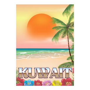 kuwait beach travel poster