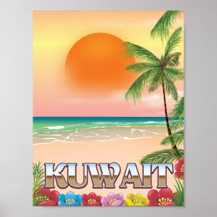 kuwait beach travel poster