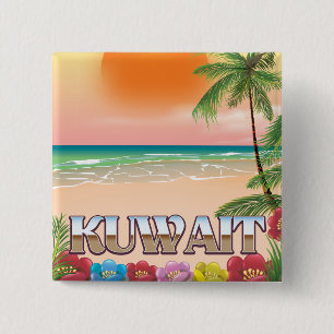 kuwait beach travel poster 15 cm square badge