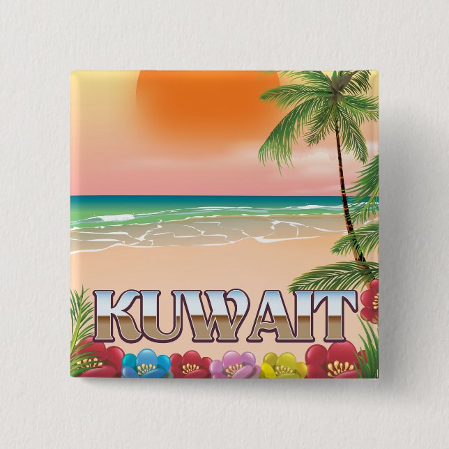 kuwait beach travel poster 15 cm square badge (Front)