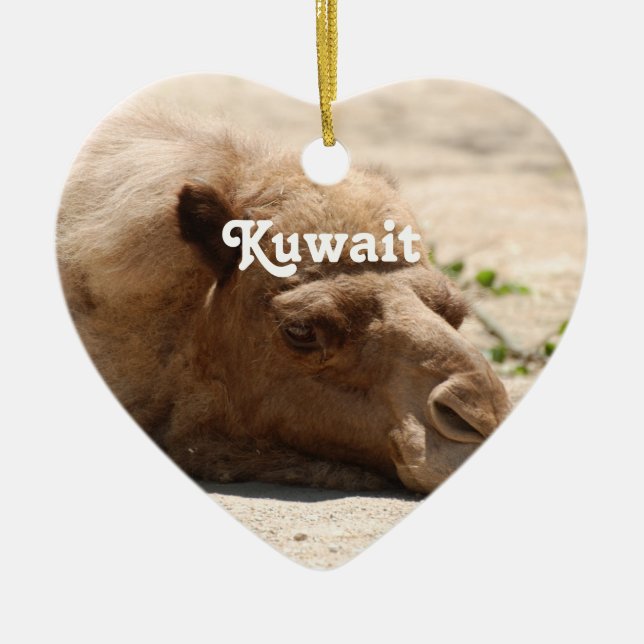 Kuwait Camel Ceramic Tree Decoration (Front)