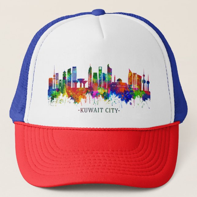 Kuwait City Kuwait Skyline Trucker Hat (Front)