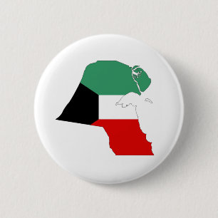 kuwait country flag map shape silhouette 6 cm round badge