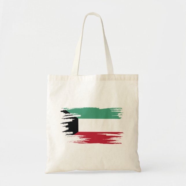 Kuwait Flag Brush Art Tote Bag (Front)