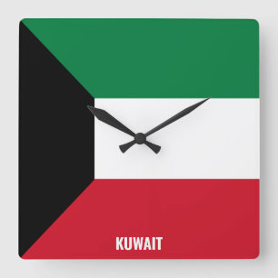 Kuwait Flag Dazzling Patriotic Square Wall Clock