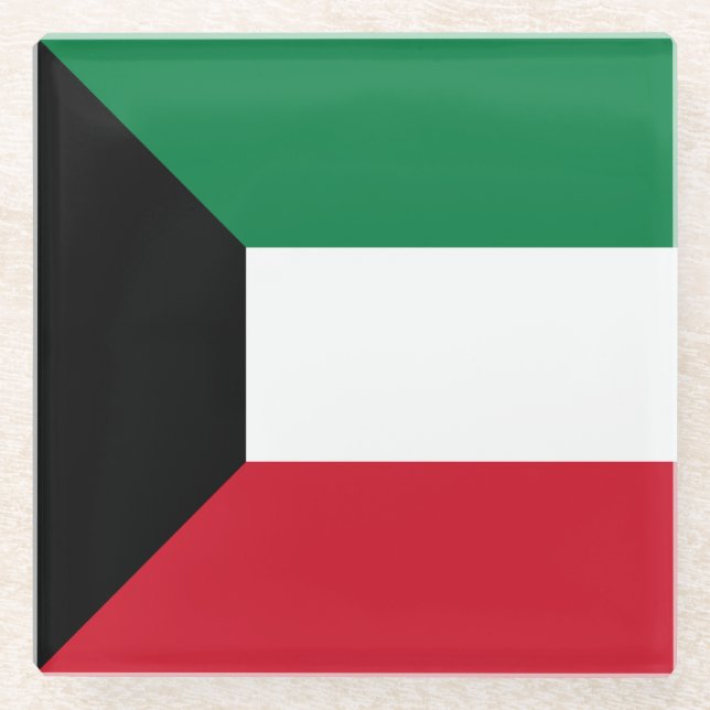 Kuwait Flag Glass Coaster (Front)