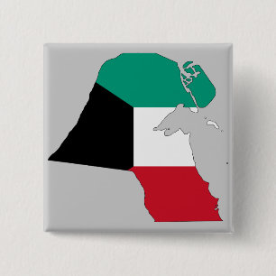 Kuwait Flag Map 15 Cm Square Badge