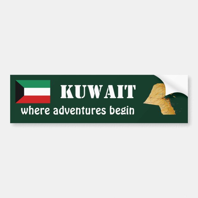 Kuwait Flag + Map Bumper Sticker (Front)