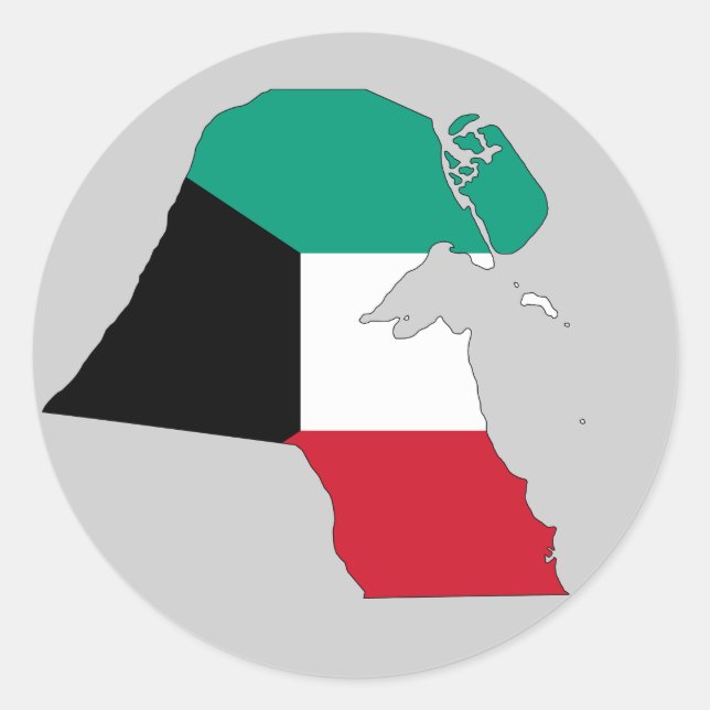 Kuwait Flag Map Classic Round Sticker (Front)