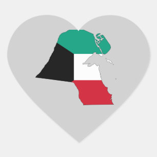 Kuwait Flag Map Heart Sticker