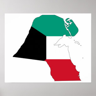 Kuwait Flag Map Poster