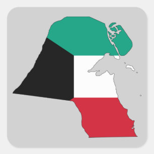 Kuwait Flag Map Square Sticker