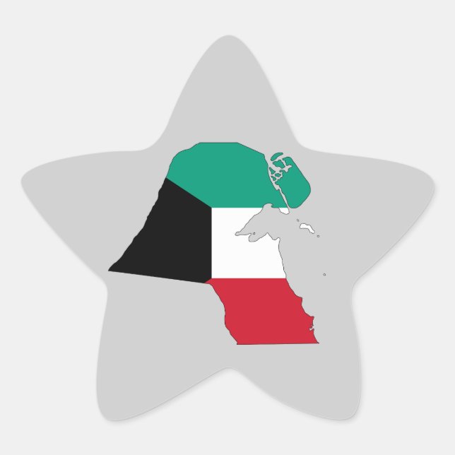 Kuwait Flag Map Star Sticker (Front)