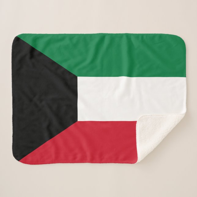 Kuwait Flag Sherpa Blanket (Front (Horizontal))