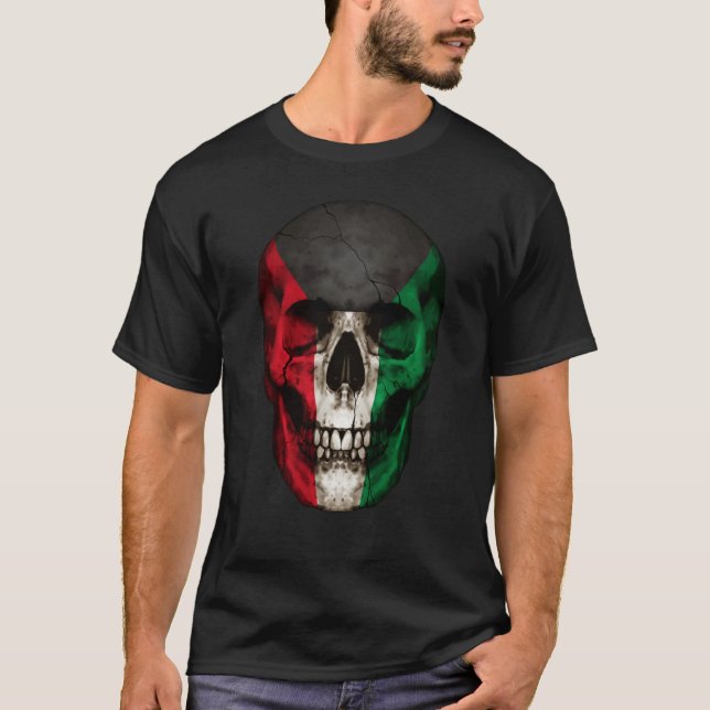 Kuwait Flag Skull Kuwaiti Roots Proud Patriotic T-Shirt (Front)