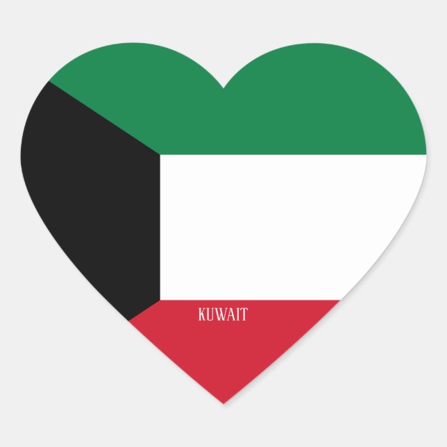 Kuwait Flag Splendid Patriotic Heart Sticker (Front)
