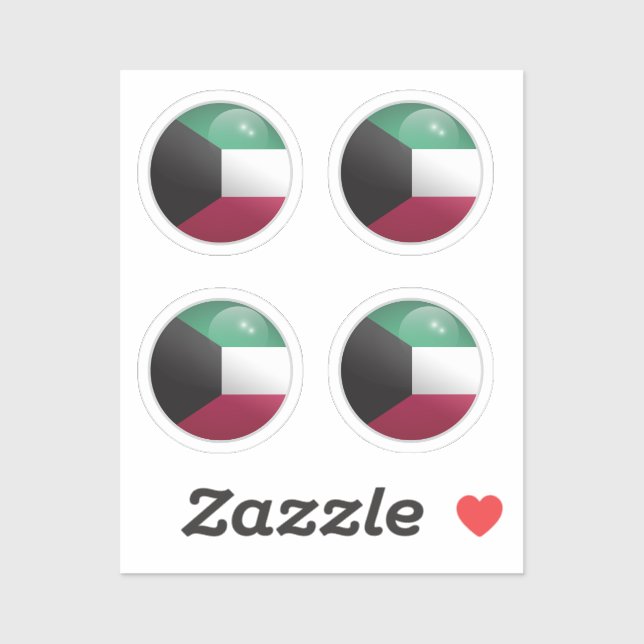 Kuwait Glossy Circle Flag  (Sheet)
