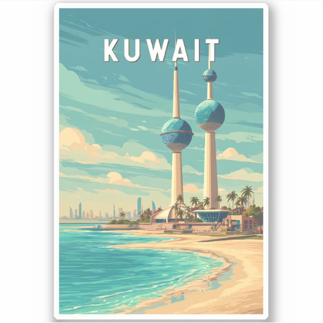 Kuwait Illustration Travel Art Vintage (Front)