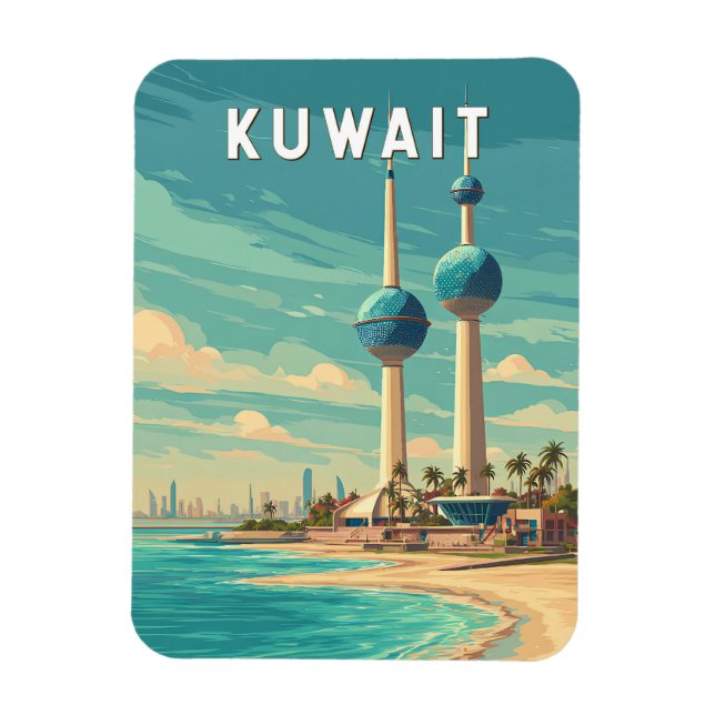 Kuwait Illustration Travel Art Vintage Magnet (Vertical)