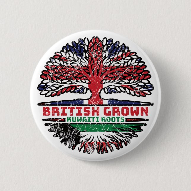 Kuwait Kuwaiti Uk United Kingdom British Tree 6 Cm Round Badge (Front)