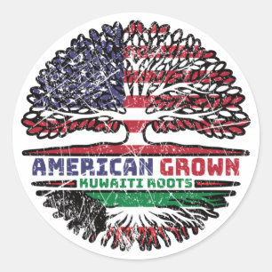 Kuwait Kuwaiti US American USA United States Tree Classic Round Sticker