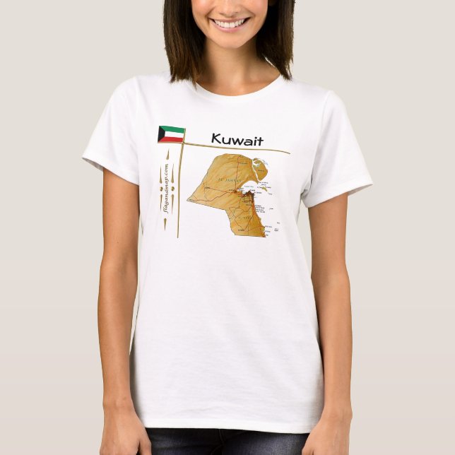 Kuwait Map + Flag + Title T-Shirt (Front)