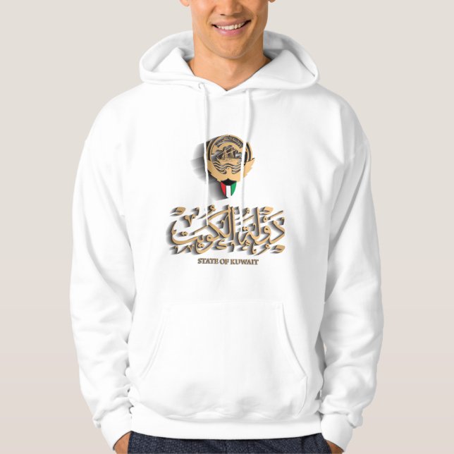 Kuwait National Emblem As Kuwait National Flag Hoodie (Front)