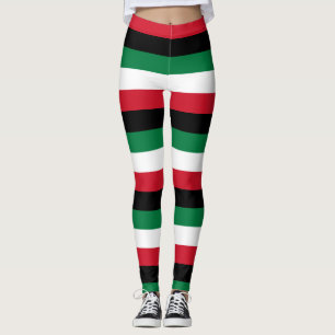 Kuwait National Flag Colours Horizontal Striped Leggings
