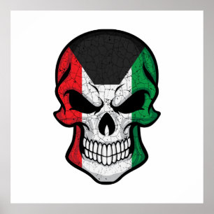 Kuwait Smiling Skull Flag Poster