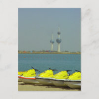 Kuwait towers and jet ski Postcard