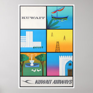 Kuwait Travel Poster Print Middle Eastern Airline