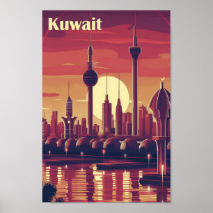 Kuwait Vintage Art Travel Illustration Poster