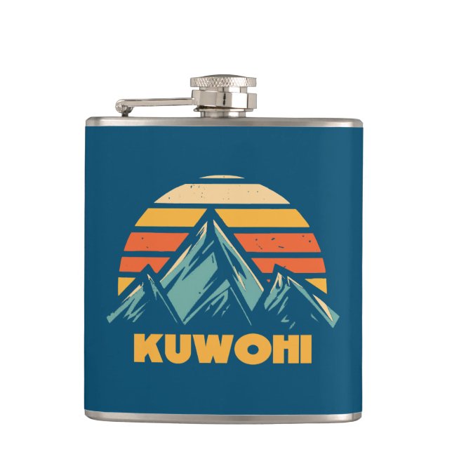 Kuwohi North Carolina Tennessee Retro Turquoise Hip Flask (Front)