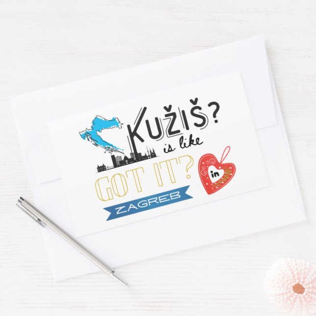 Kužiš? Zagreb Croatia  Rectangular Sticker (Envelope)
