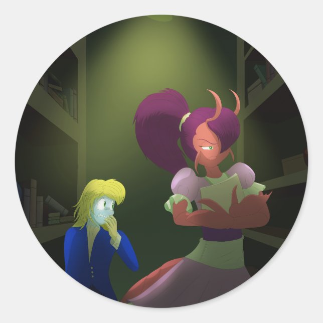 Kuzoura and Crayfish Girl Classic Round Sticker (Front)